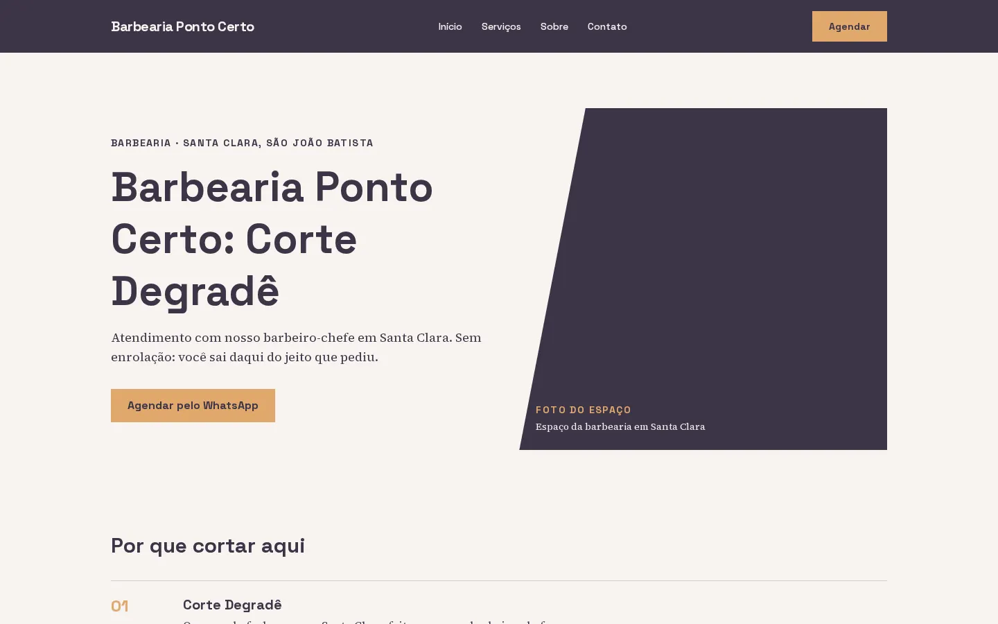 Preview do site Barbearia Ponto Certo