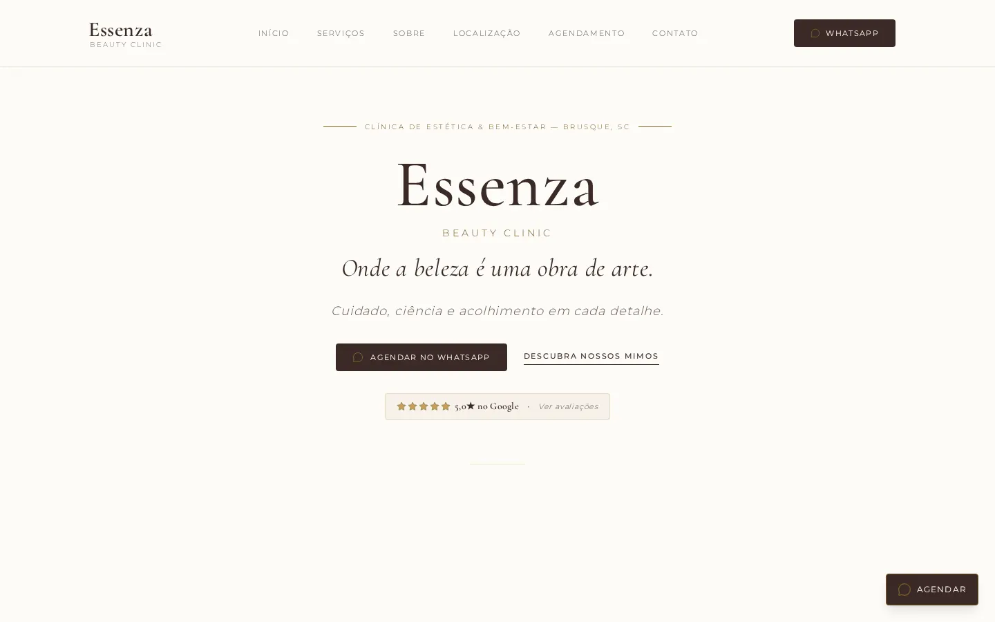 Preview do site Essenza Beauty Clinic