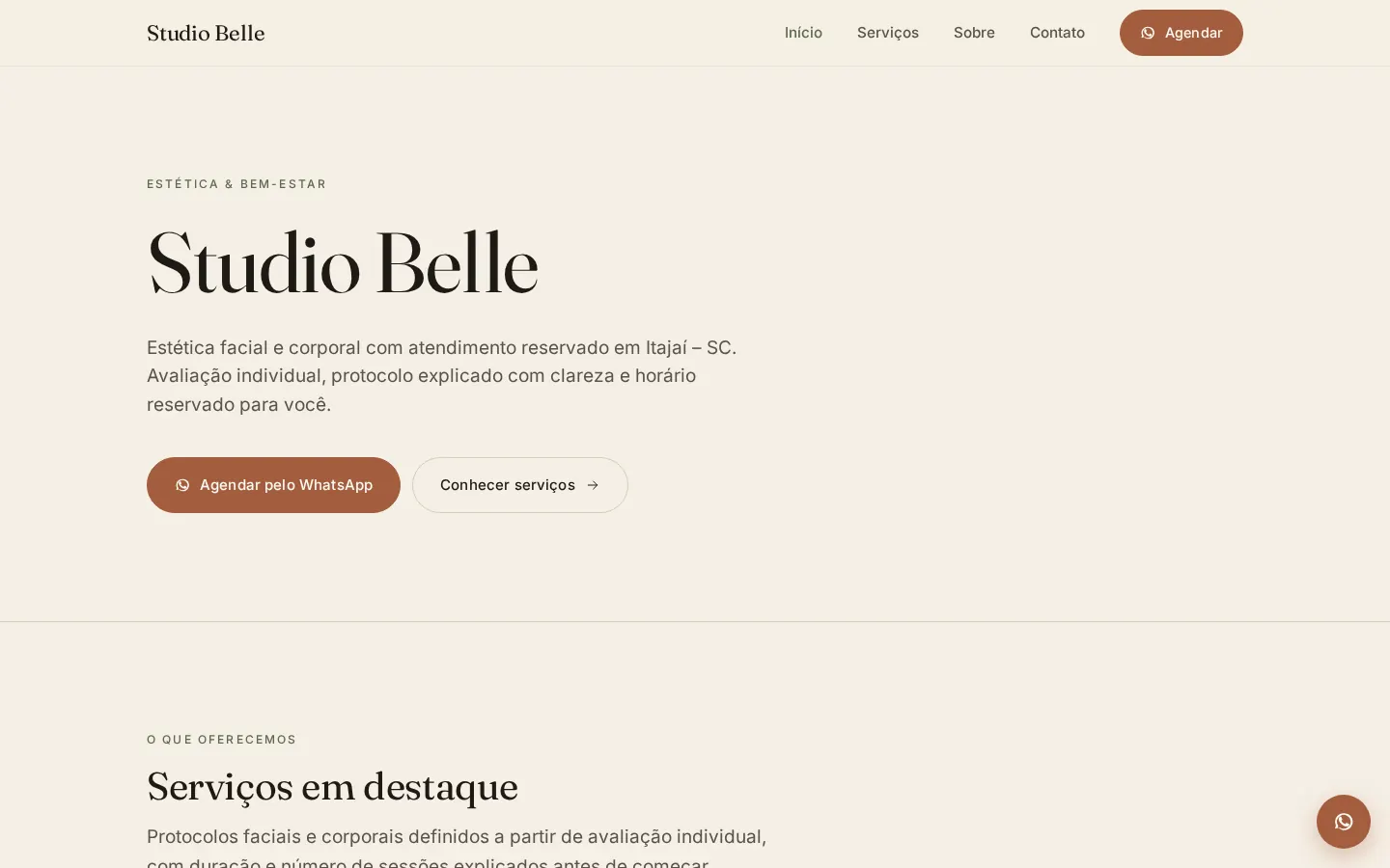 Preview do site Studio Belle