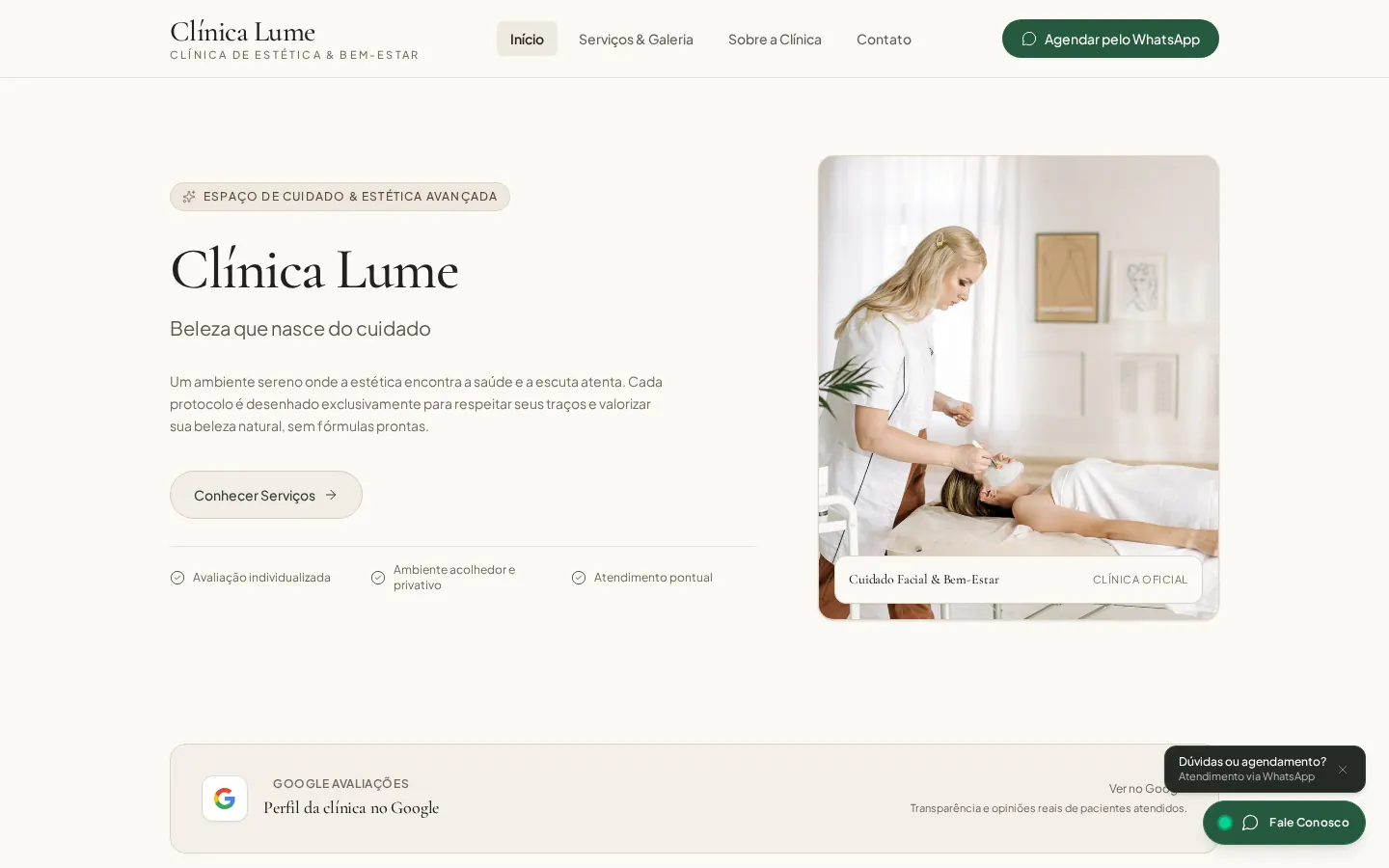 Preview do site Clínica Lume