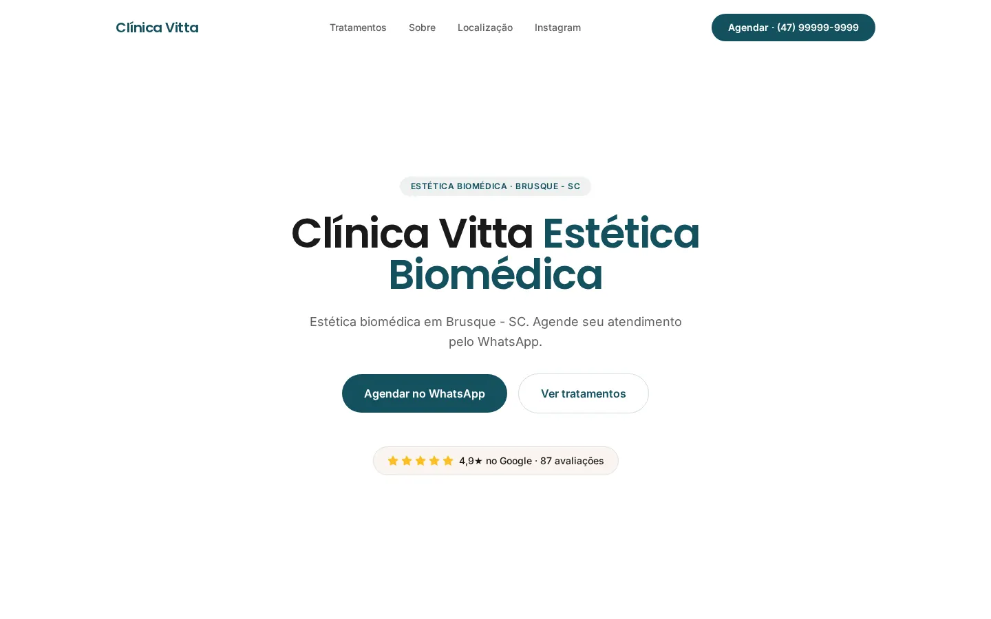 Preview do site Clínica Vitta Estética Integrativa